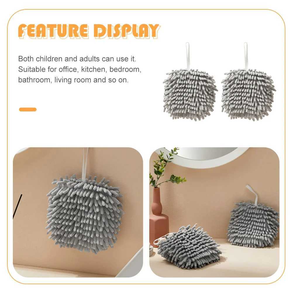 2Pcs Quick Dry Hand Towels Chenille Bath Towels Smooth Gentle for Skin Spherical Shape Decorative Home Office Travel Essential C251210