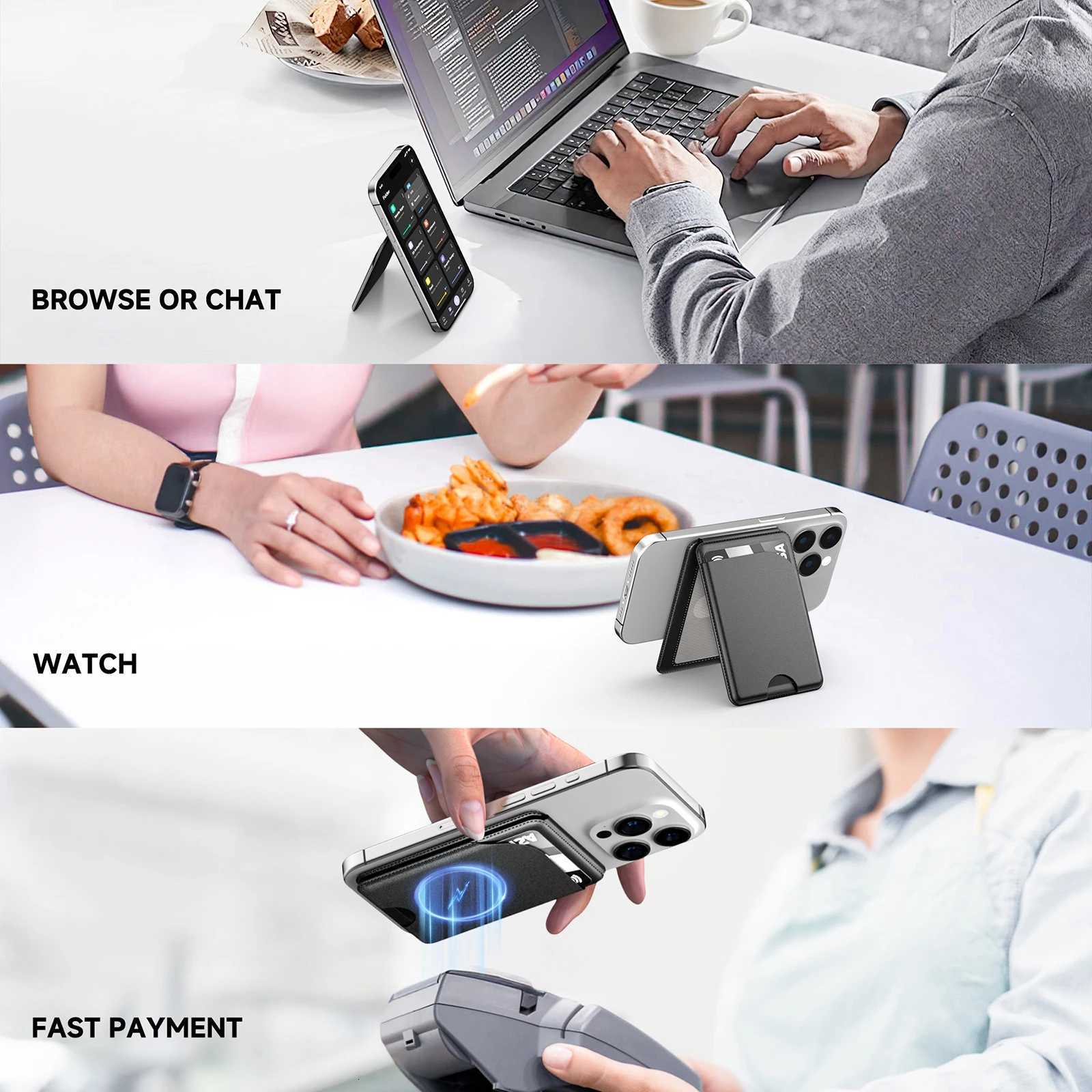 Card Phone Holder Lightweight Adjustable Leather Wallet Case for iPhone 17 16 15 12 Series Mafe Card Stand C251210