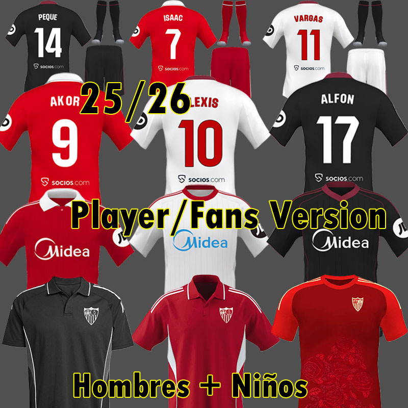 Sevilla FC 2026 soccer jersey SOW VARGAS ALEXIS football shirts PEQUE ISAAC EJUKE 25 26 AKOR GUDELJ Men kits Kids equipment camiseta especial S 4XL