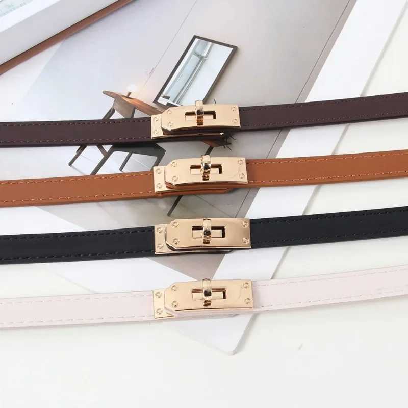 Luxury 2025 Womens Adjustable Thin Belt - Korean Style Slim Waist Strap for Dresses Coats Fashion Buckle Lock Delicate Belt Y251210