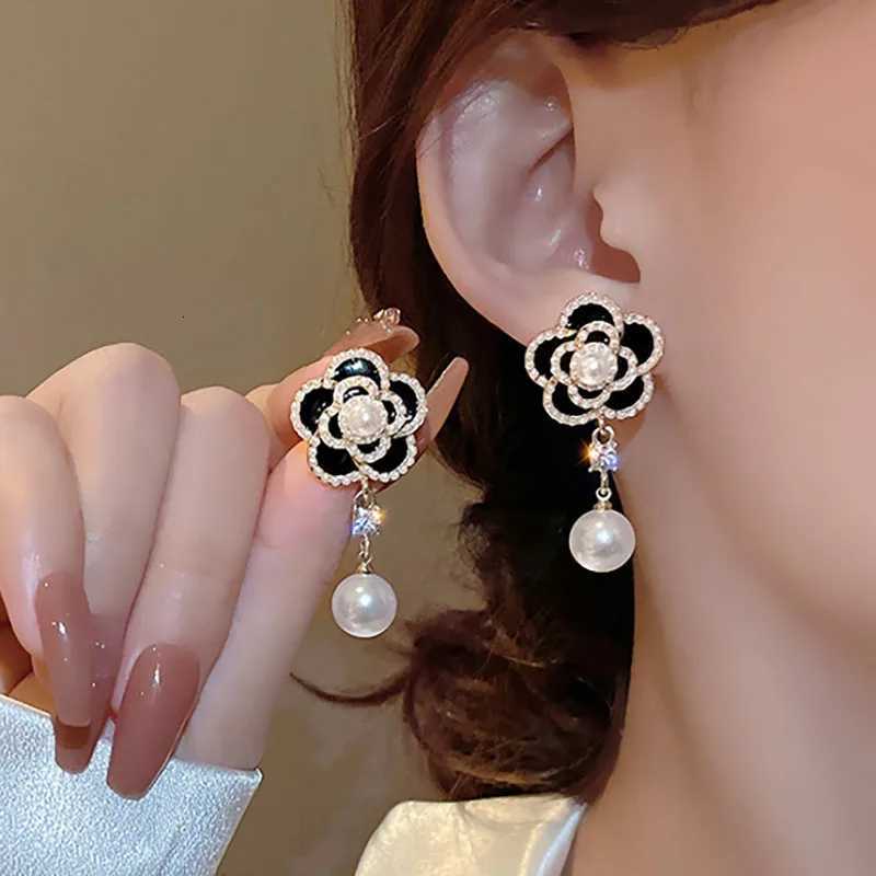 New Fashion lia Roses 925 Sier Needle Stud Earrings For Wen Imitation Pearl Geetric Drop Earring Party Wedding Jewelr Y251210