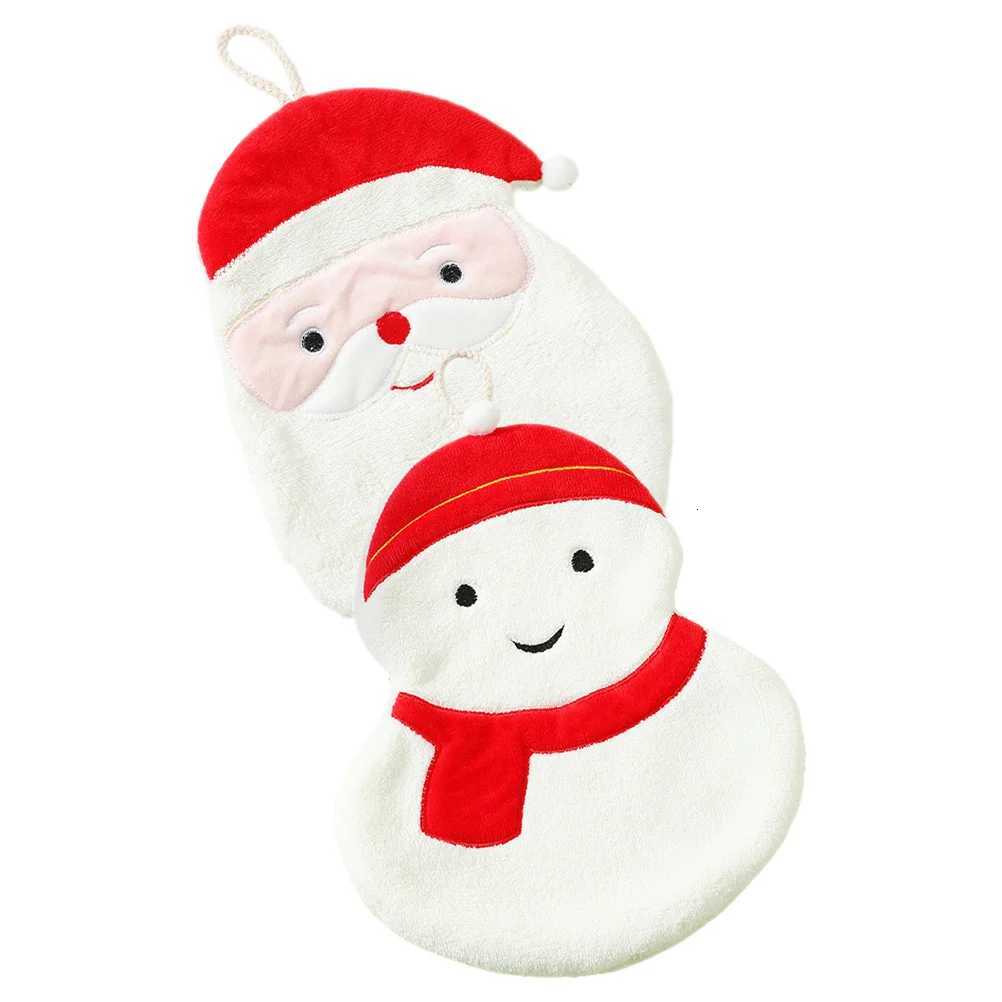 2Pcs Decorative Hand Towels Christmas Theme Soft Absorbent Coral Fleece Towels for Bathroom Kitchen Holiday Party Decor C251210