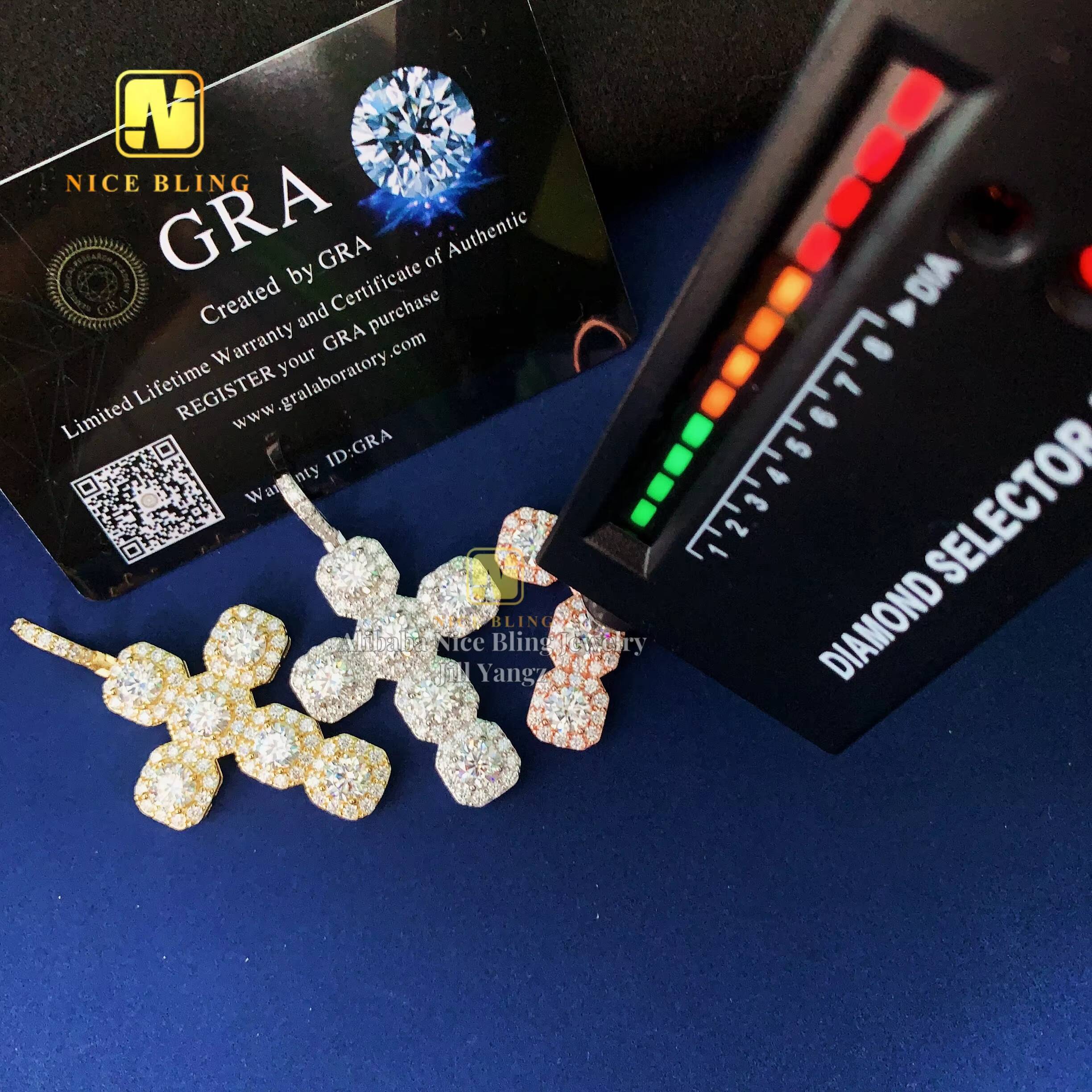 Cross Pendant Moissanite Pendant Pass Diamond Tester Hip Hop Iced Out Pendant Religious Jewelry