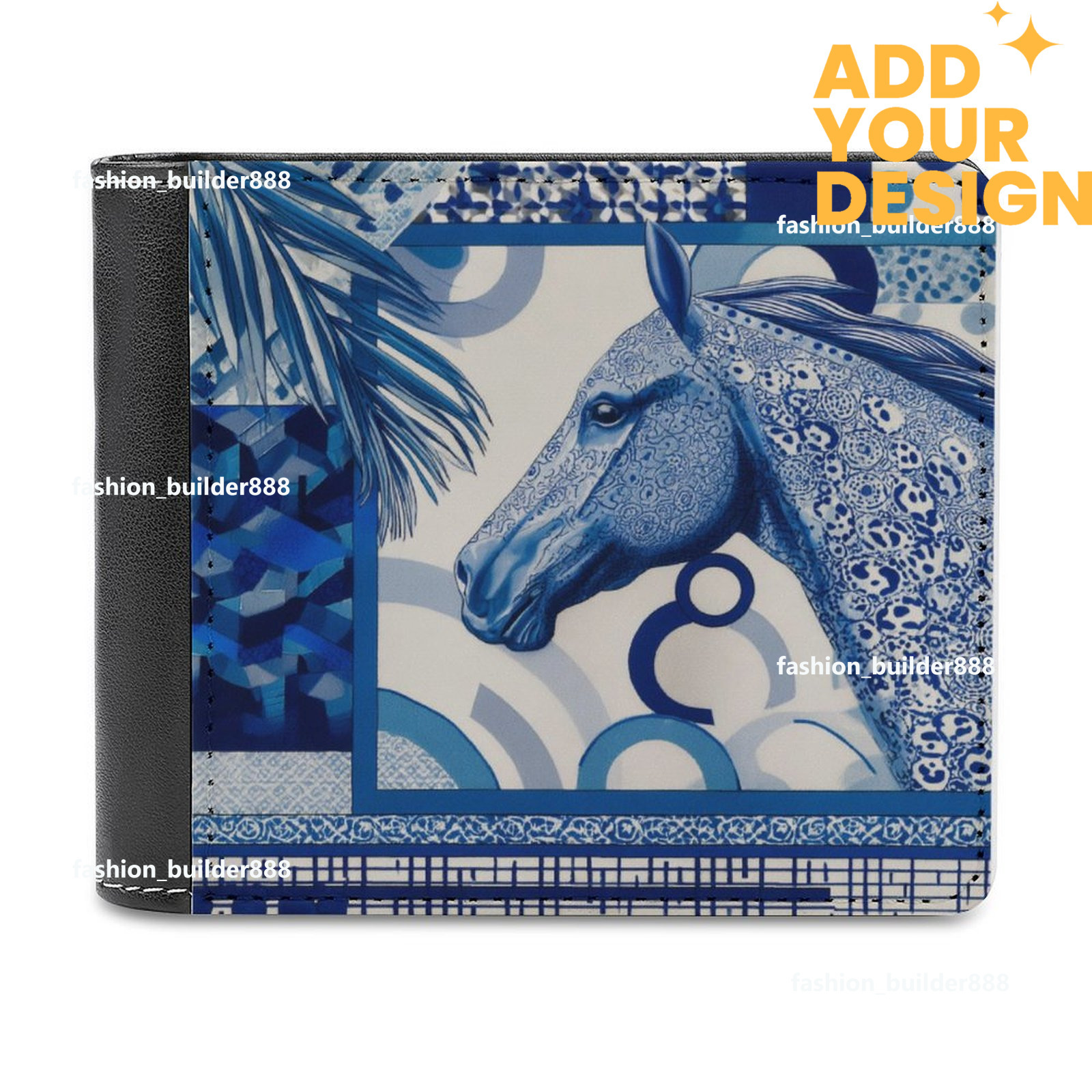 Custom Designer H Top Grain Leather Wallet Luxury Horse Pattern for Men Extra Capacity Bifold Wallet Ultra Strong Stitching Slim Billfold with 7 Card 