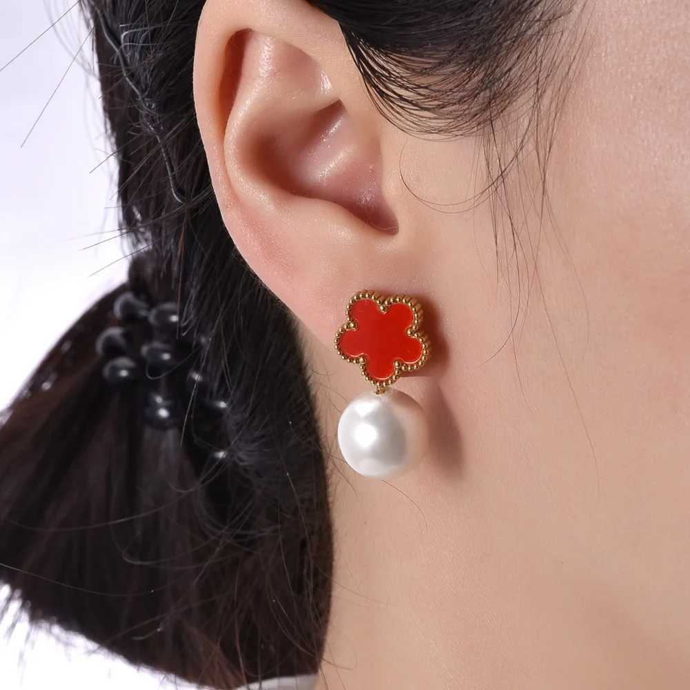 New Design Pearl Five wer Charms Ladies Drop Earrings Luxury for Wen Stainl Steel Party Jewelry Gift Y251210