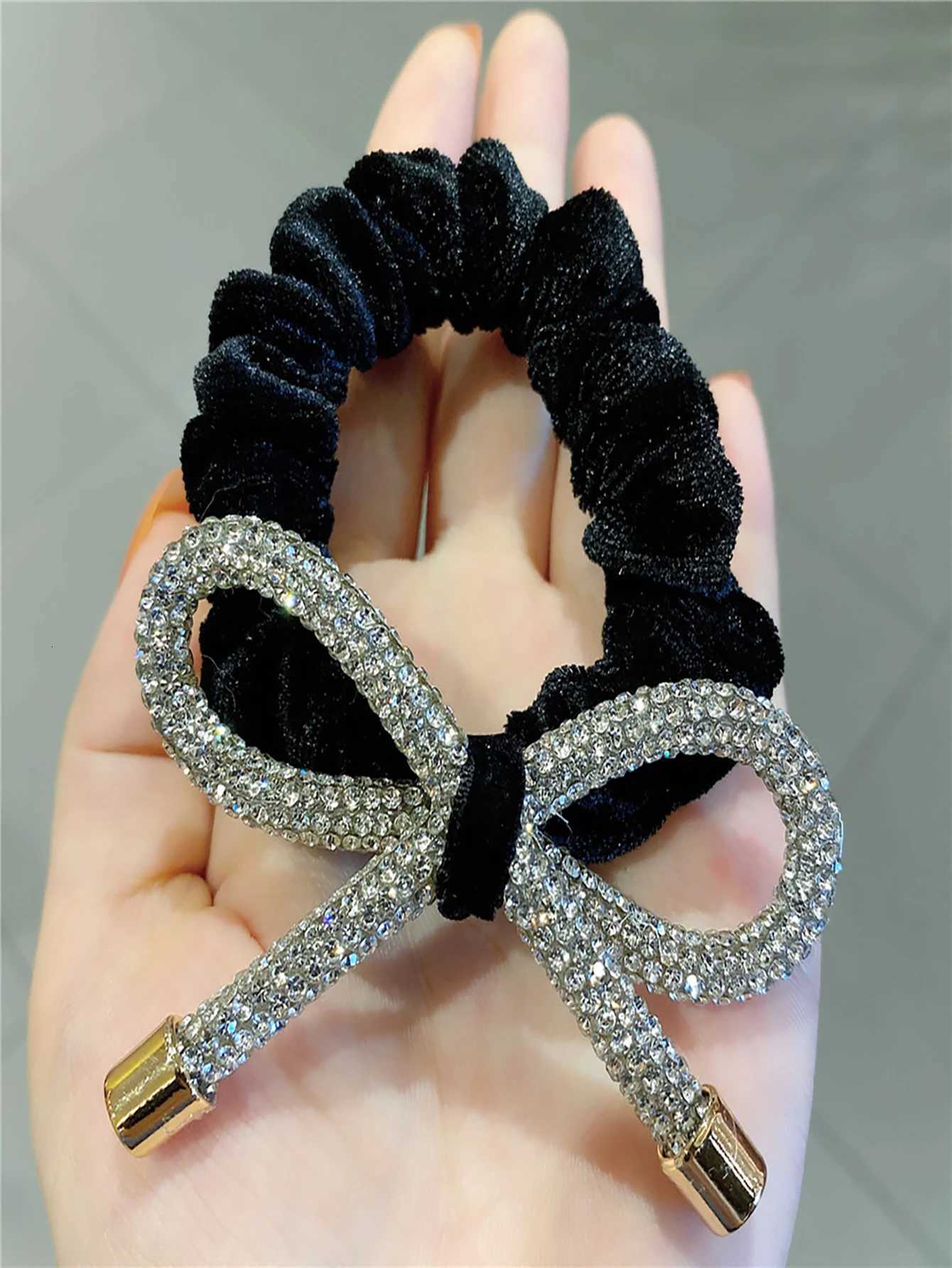 Glitter Big Bow Hair Rope For Wen Bows Elastic Ponytail Soft P Hair Tie Fashion High-end wer Hair Accories Y251210