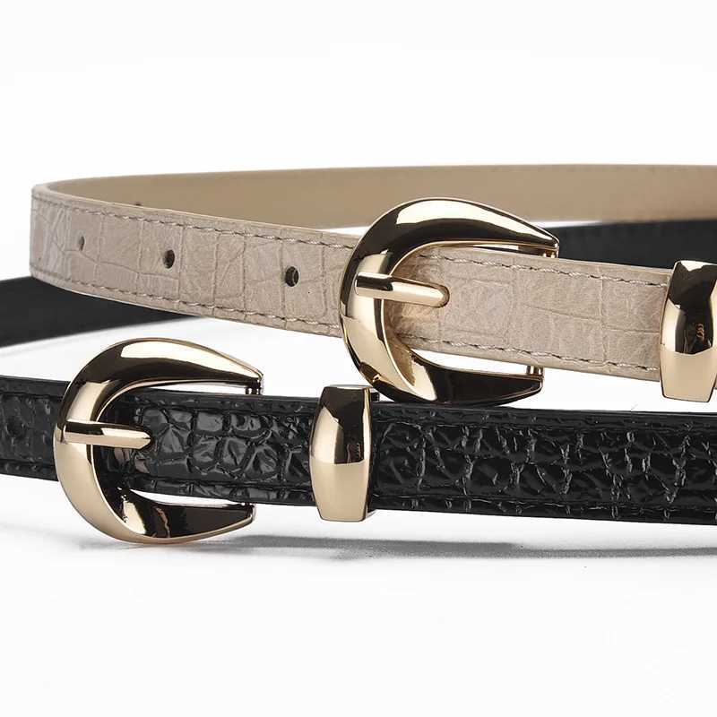 Luxury Blue Pu Leather Thin Belt Womens Fashionable Casual Jeans Dress Accessories Belt Simple Design Gold Pin Buckle Waistband Y251210