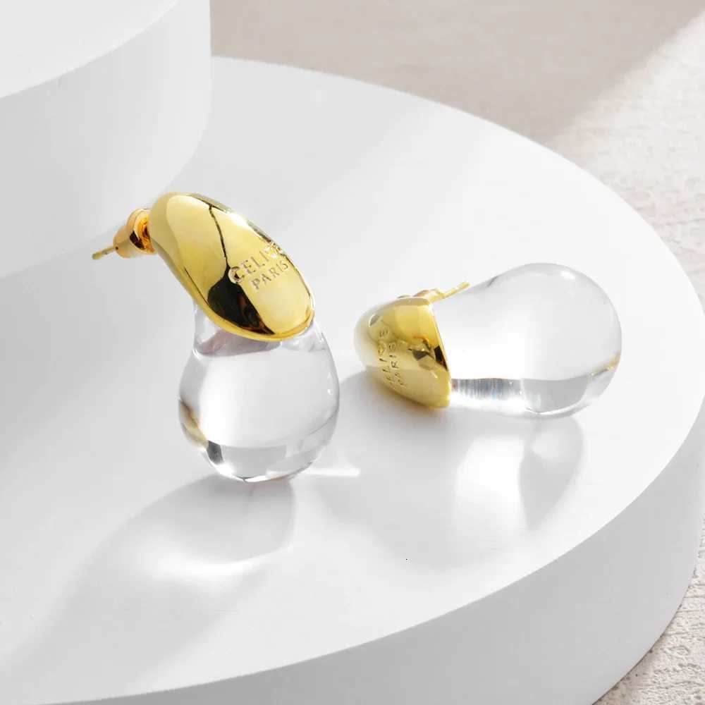 Transparent Water Drop Earrings for Wen Gold Plated Elegant Modern Fashion Design Chunky Earrings Party Wedding Jewelry Gifts Y251210