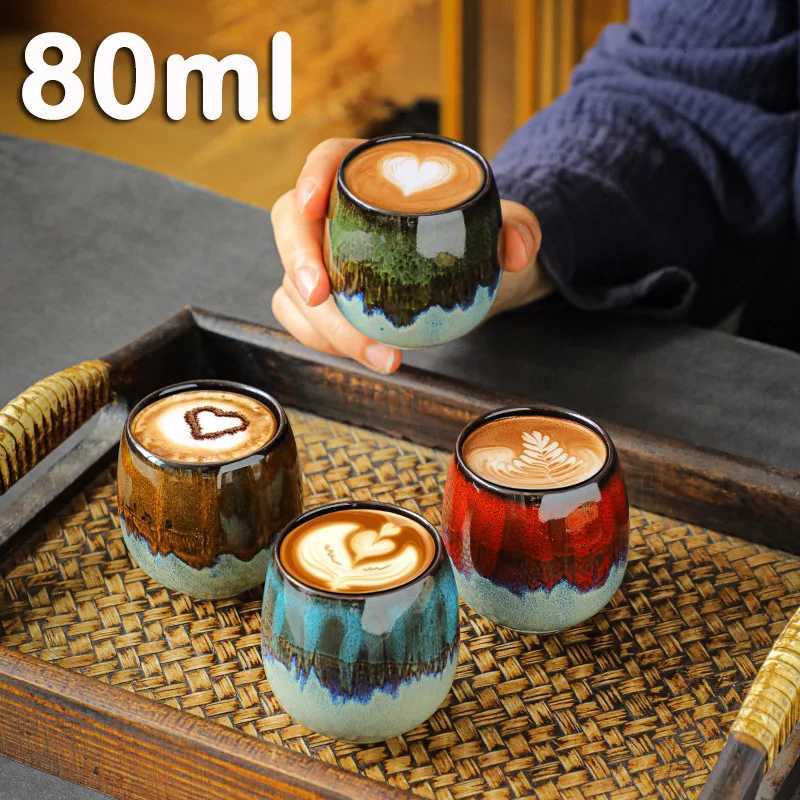 80ml ceramic kiln into espresso cup small creative hand warm spirit owner sample tea cup hair home kitchen mug C251210