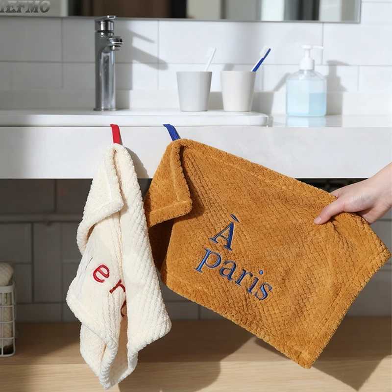 Minimst Embroidered Hand Towel French Square Cotton Towel Quick Drying Soft Absorbent for Bathroom Kitchen Decor C251210