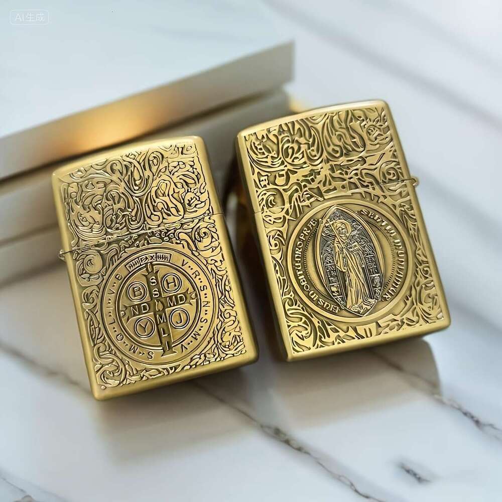 Durable Metal-Like Construction 1pc Double-Sided Lighter Shell Medieval-Style Relief Ornate Knight Chalice Design Smooth Touch Ignition Compatible wit