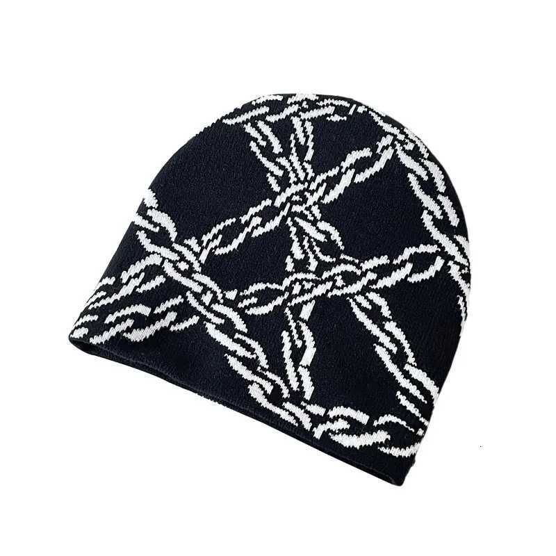 Luxury Chain Pattern Knitted Hat Casual Hip-hop Outdoor Sports Trend Comfortable Warm Hat Personalized Fashion Beanie Gift Fashion Y251209