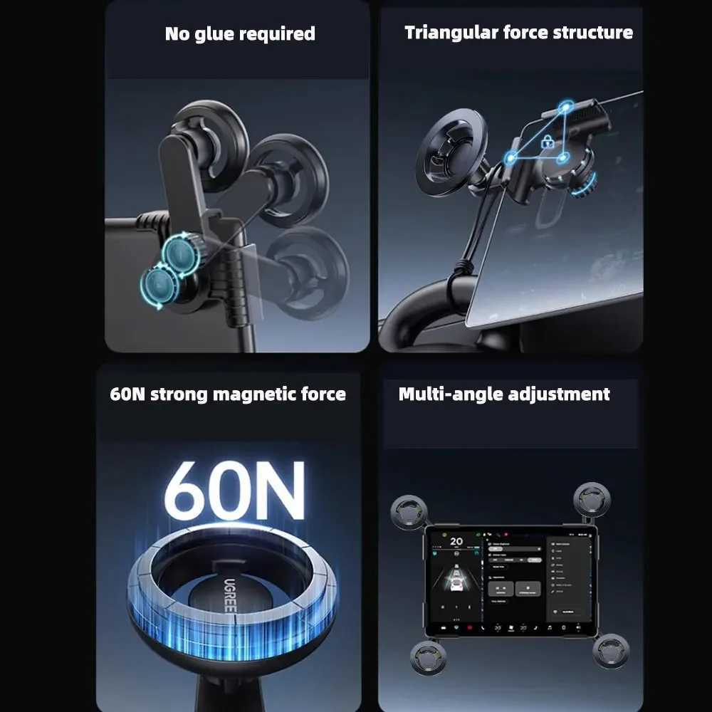 TEEQ For Tesla Model Y Junipe 2025 Model 3 HIGHLAND 2024 Cybertruck BYD Car Phone Mount Holder 15W Magnetic Wireless Charger C251210