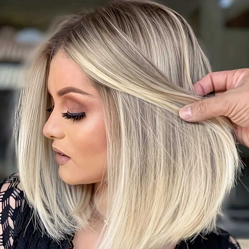 Womens gradient platinum blonde short hair synthetic fiber wig is suitable for everyday wear and various placesT251210