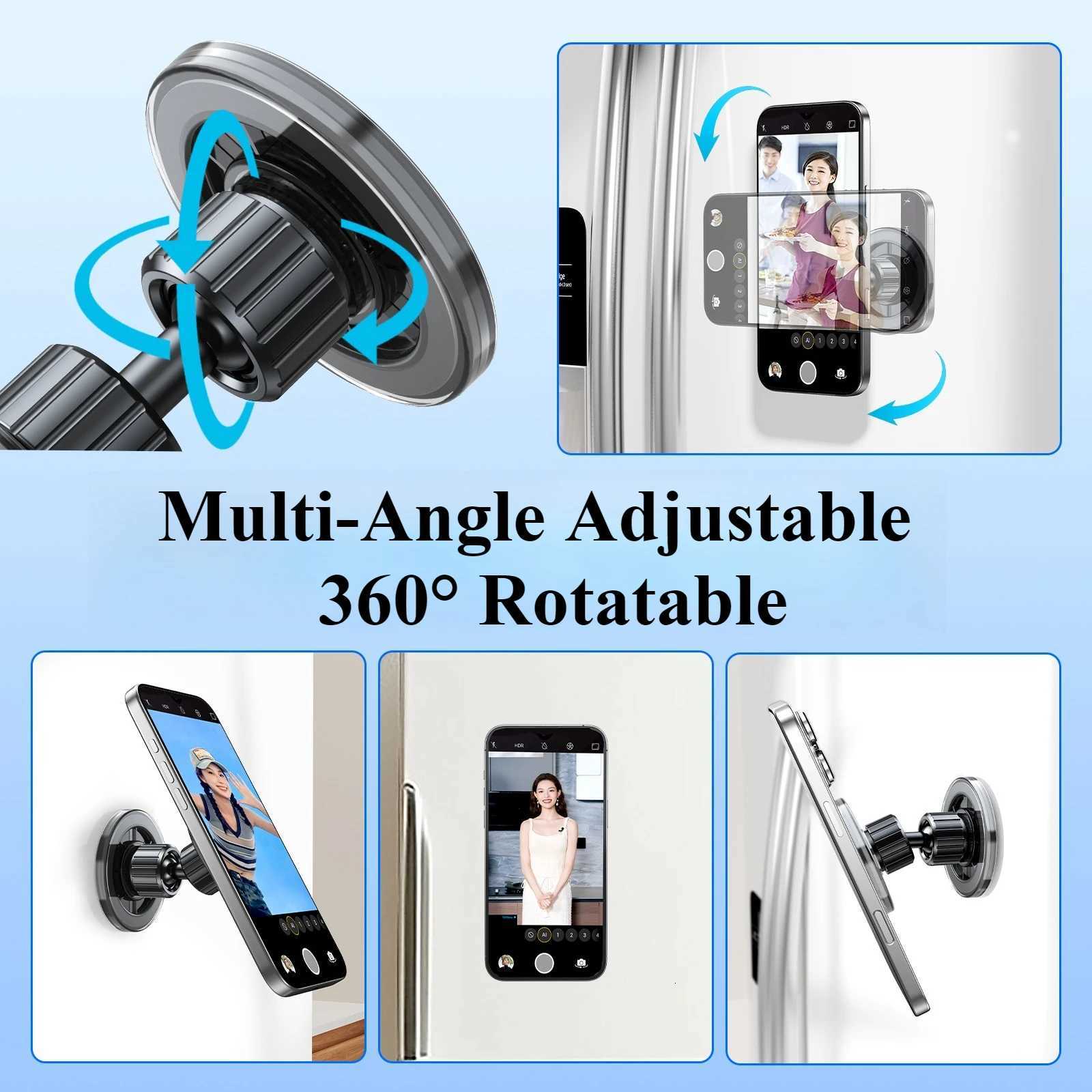 Oatsbasf Double-sided Magnetic Phone Holder Stand Metal 360Rotatable Dual Magnet Phone Mount Stand Universal for iPhone C251210