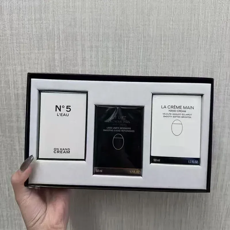 50ml Egg Hand Cream 3pcs Set Lotion LA CREME N5 L'EAU MAIN Veloute Adoucit Eclaircit Smooth Soften Brighten Cream Hand Skin Care Cream