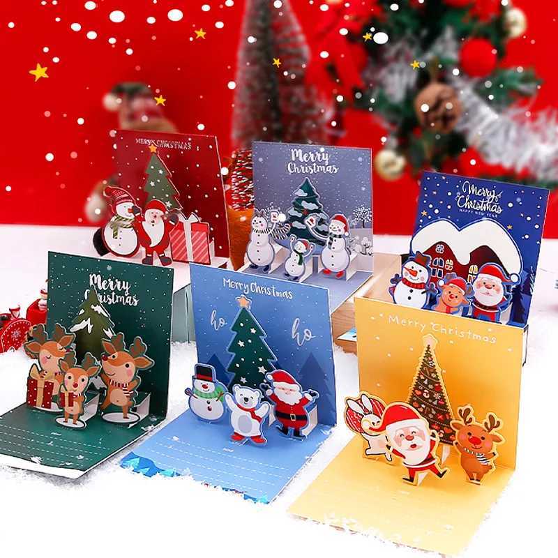 Christmas Card 3D UP Santa Cards Marry Christmas Greeting Cards Xmas Party Invitations Gifts New Year Greeting Card Kid Gift H251210