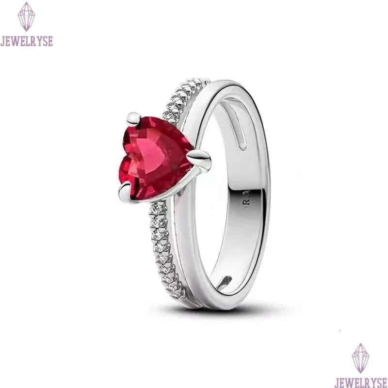 S925 silver plated classic love heart designer ring for women retro vintage 18k gold shine crystal red stone butterfly lover couple rings jewelry gift