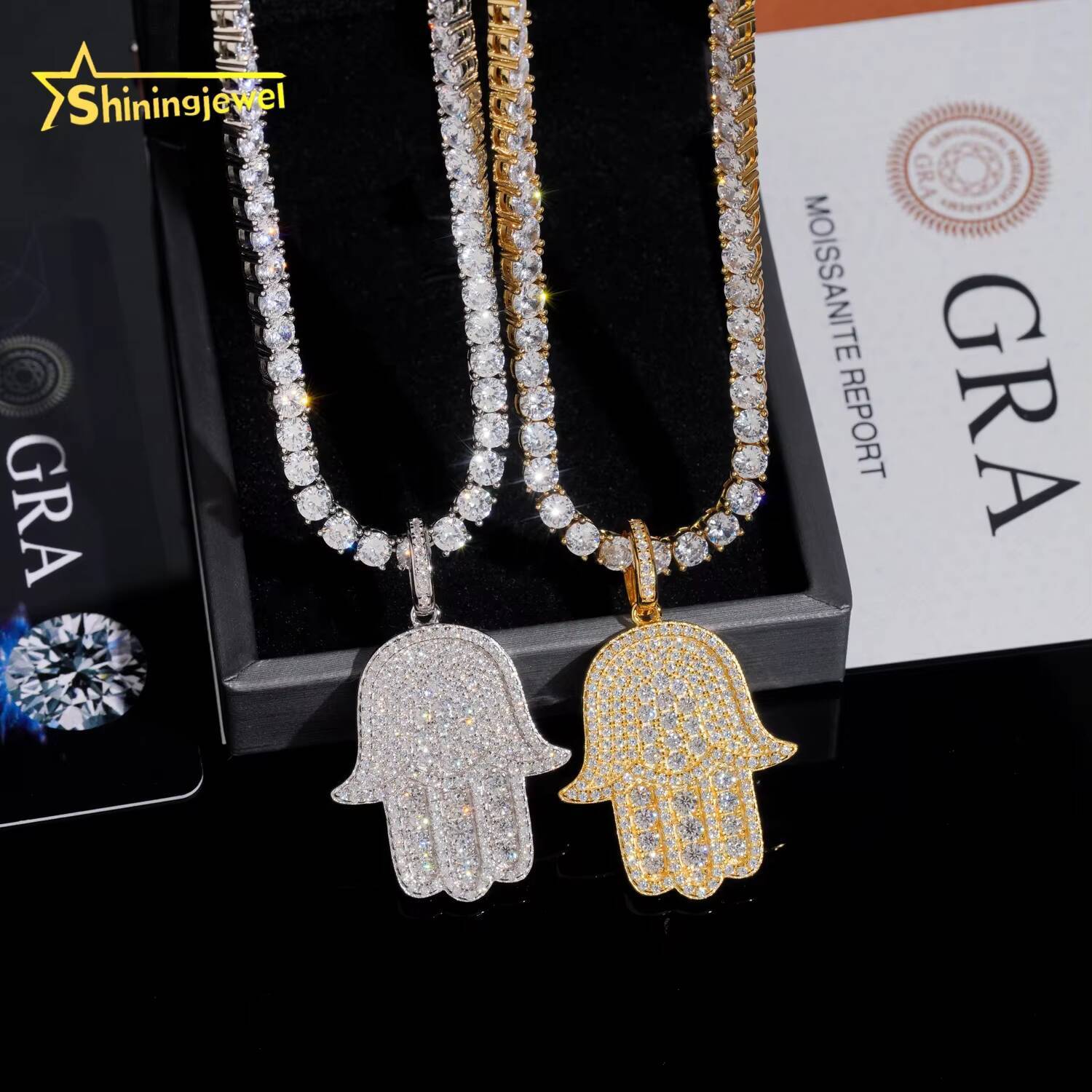 Ready to Ship Sterling Sliver 925 Gold Plated Pass Diamonds Test Moissanite Hip Hop Iced Out Pendant