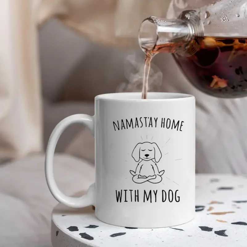1 Namastay Home with My Dog Ceramic Mug - Insulated coffee mug with meditating dog pattern yoga and meditation theme can be C251210