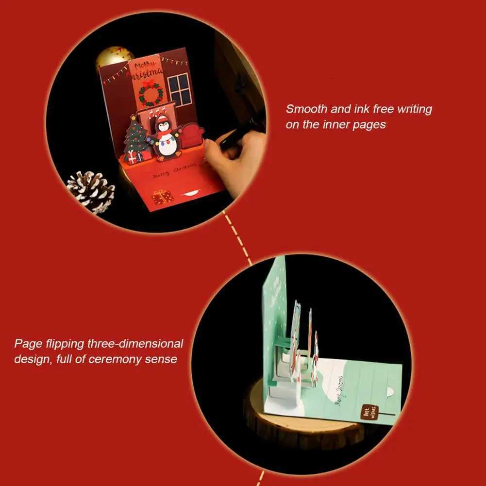 Christmas Greeting Card 3D Up Holiday Greeting Card Xmas Reindeer Santa Greeting Card with Envelope Christmas -up Cards H251210