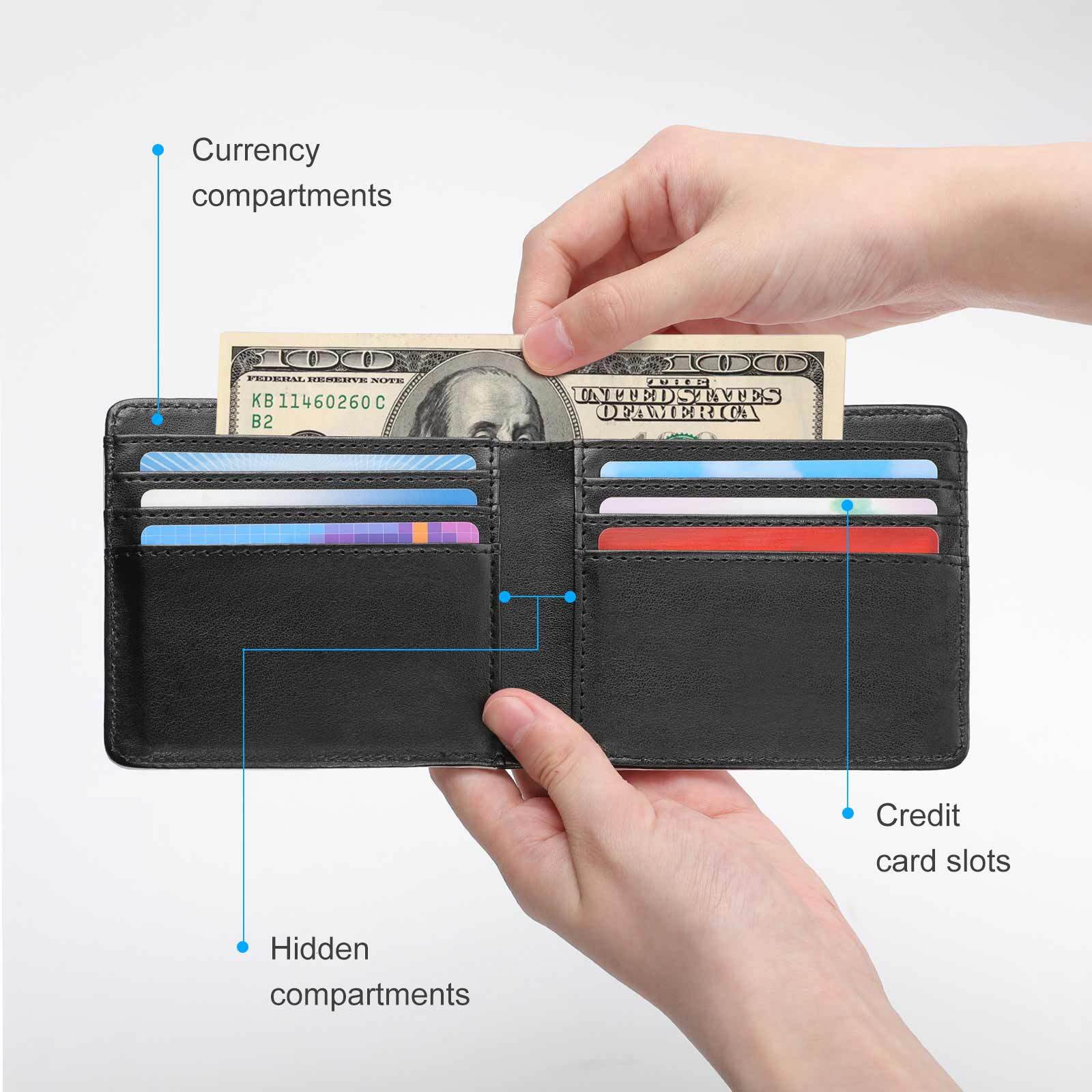 Custom Designer H Top Grain Leather Wallet Luxury Horse Pattern for Men Extra Capacity Bifold Wallet Ultra Strong Stitching Slim Billfold with 7 Card 