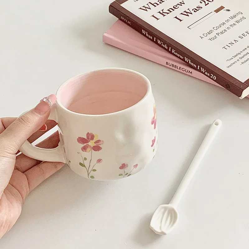 Korean-style Pink Coffee Cup Ins Style Ceramic Cup and Saucer Set Mug Hand-painted Lovely Girl Heart Afternoon Tea Heart Plate C251210