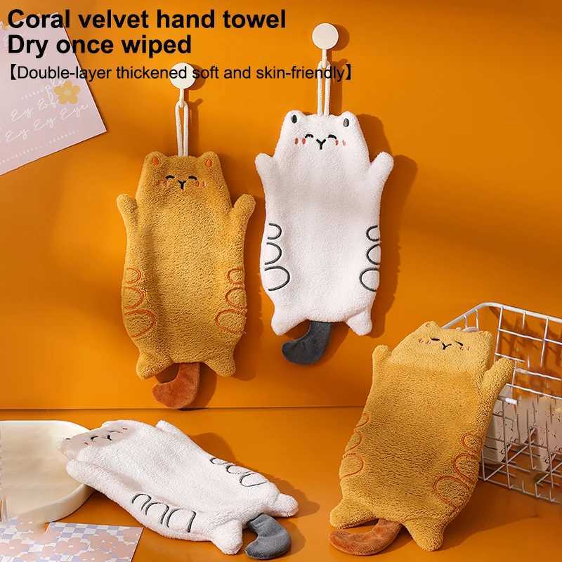 Cute Cat Hand Towels Kitchen Wipe Water Cloth Kitchen Hanging Towels Dishwashing Cloth Bathroom Quickly Dry Cleaning Hand Towel C251210