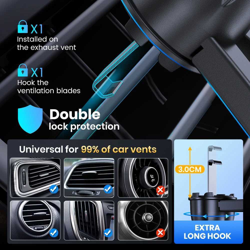 TOPK Car Phone Holder - Universal Air Vent Mount with 360 Rotation One Button Release for Quick Access to Your Dev C251210