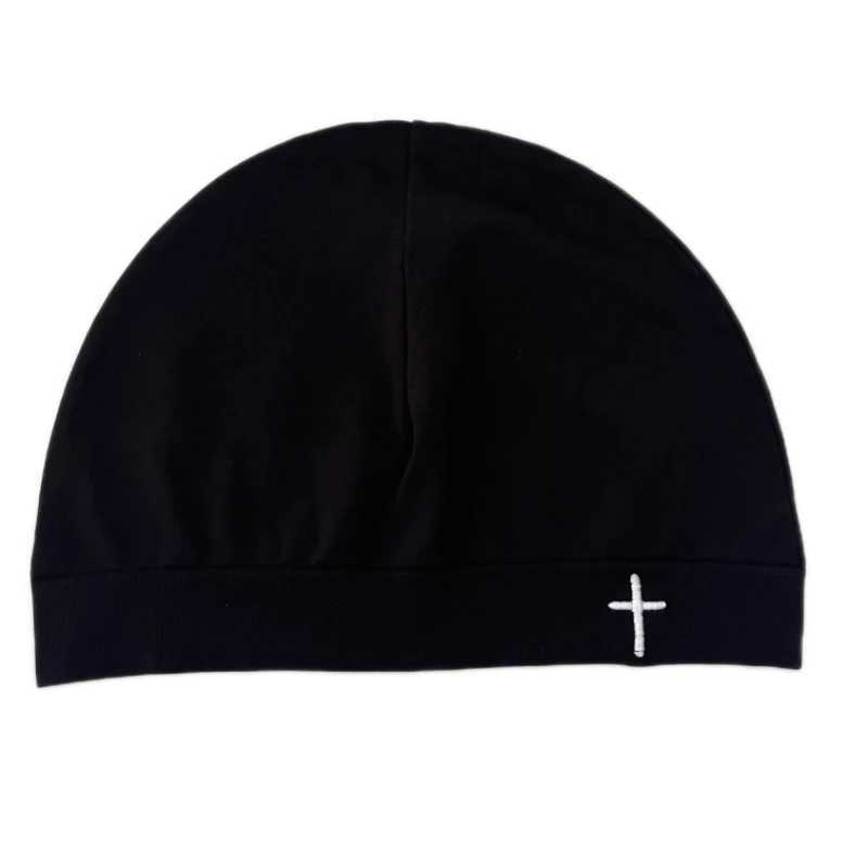 Luxury Cross Embroidered Knitted Skull Hat for Autumn and Winter Warmth Cover Single layer Nylon Hat for Party Y251209