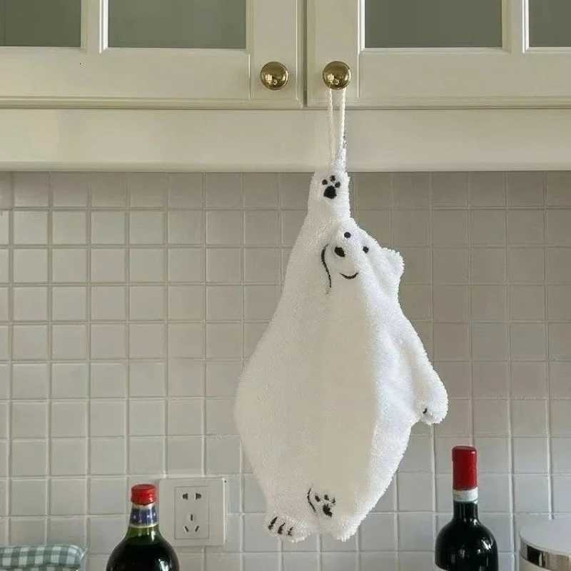 Polar Bear Hand Wiping Towel Super Absorbent Hanging Kitchen Towel Coral Design Thick Cartoon Hand Towel C251210