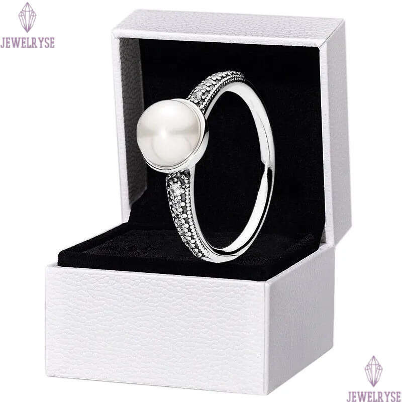 White pearls Ring Authentic 925 Silver Luxurious RING set Women Girls Wedding Gift Jewelry Diamond Stacking rings with Retail Box Factory wholesale