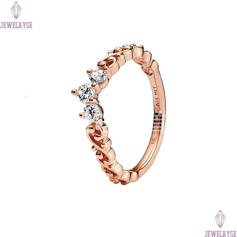 Luxury cute crown designer ring for women 18k rose gold love heart round stone shine crystal cz zircon diamond retro vintage band engagement rings jew