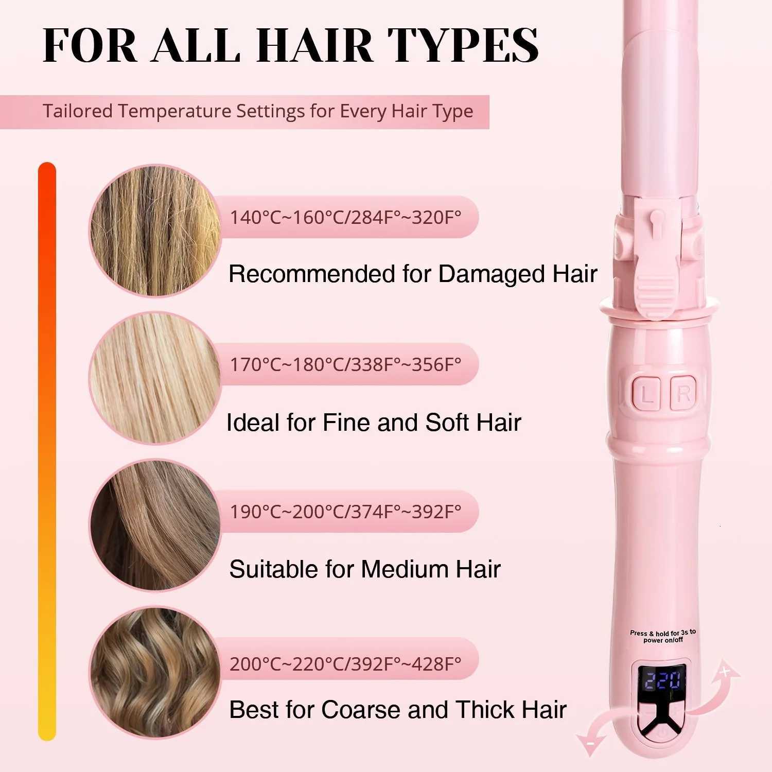 11-inch Automatic Rotating Curling Iron - LED Display Fast Heating Suitable for Long Hair Perfect Holiday Gift Hair StylingT251210