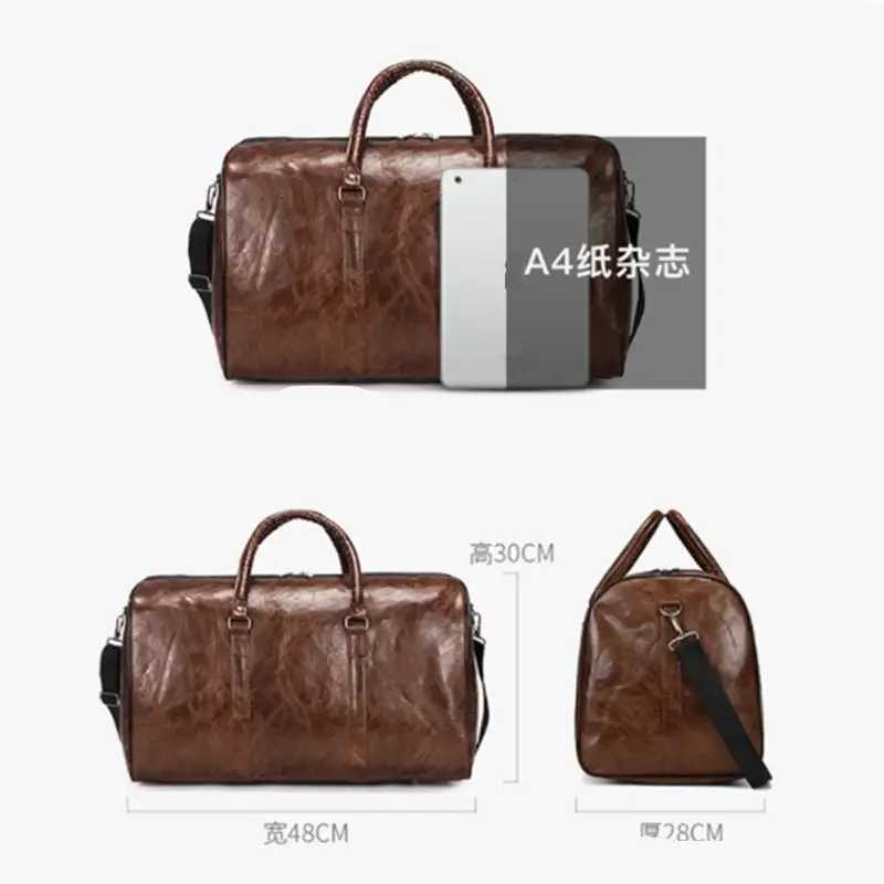 Leather Travel Bag Large Duffle Independent Big Fitness Bags Handbag Bag Lage Shoder Bag Black Men Fi Zipper Pu Y251209