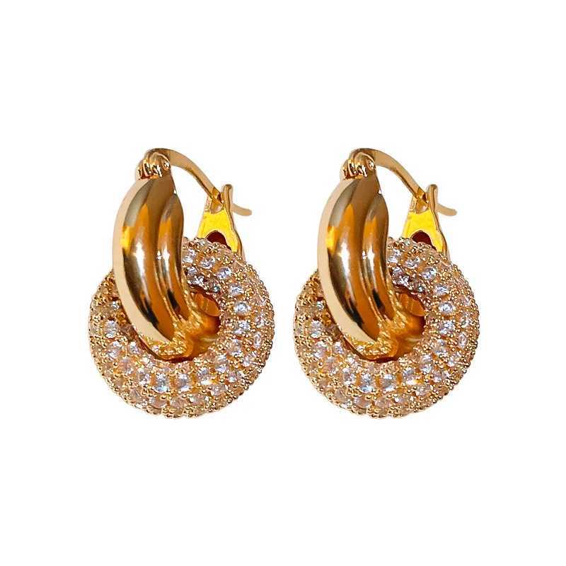Fashion Shiny Zircon Circle Round Stud Earring for Wen Stainl Steel Gold Color Geetric Hie Ear Buckle Earrings Jewelry Y251210