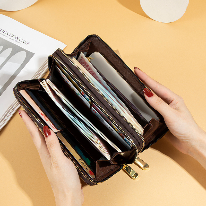 Women's Long Wallet 2026 New European and American Fashion Printed Large Capacity Double Zipper Clutch Monogram Phone Bag Men's Billfold Han