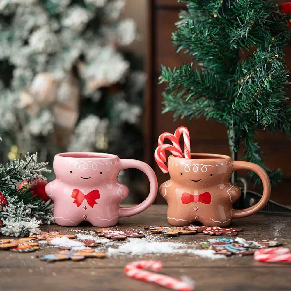 Christmas-themed Gingerbread Man Cartoon Cute Ceramic Mug Milk Coffee Cup Couple Mugs Gift For Christmas C251210