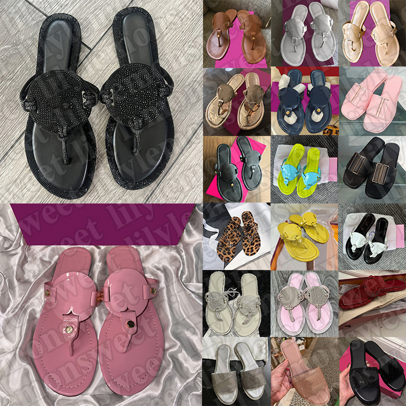 free shipping with box designer sandals diamond sparkling womens slides summer flat sandals slippers comfortable beach wedding shoes rhinestone size 35-43