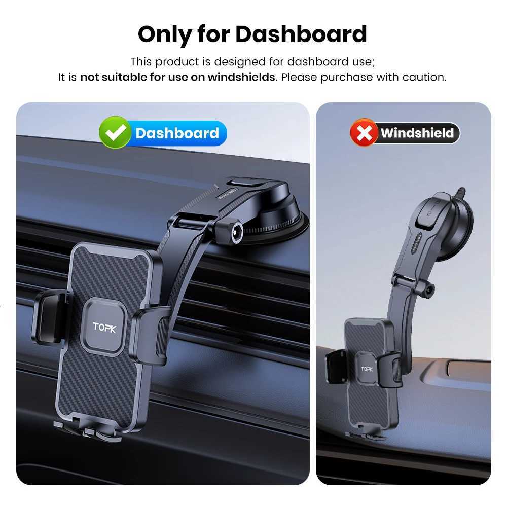 TOPK Car Phone Holder Mount Cradle for CarAdjustable in Vertical and Horizontal Directions with High Stability Strong Adhesion C251210