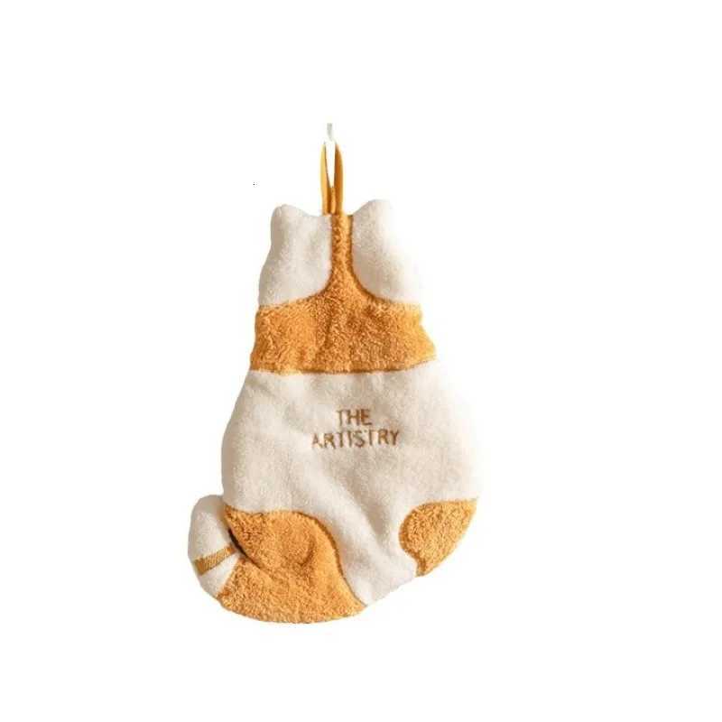 Cat-Print Hand Towel Hanging Washcloth Childrens Adorable Coral Fleece Towel Kitchen Ultra-Absorbent Thickened Dishcloth C251210
