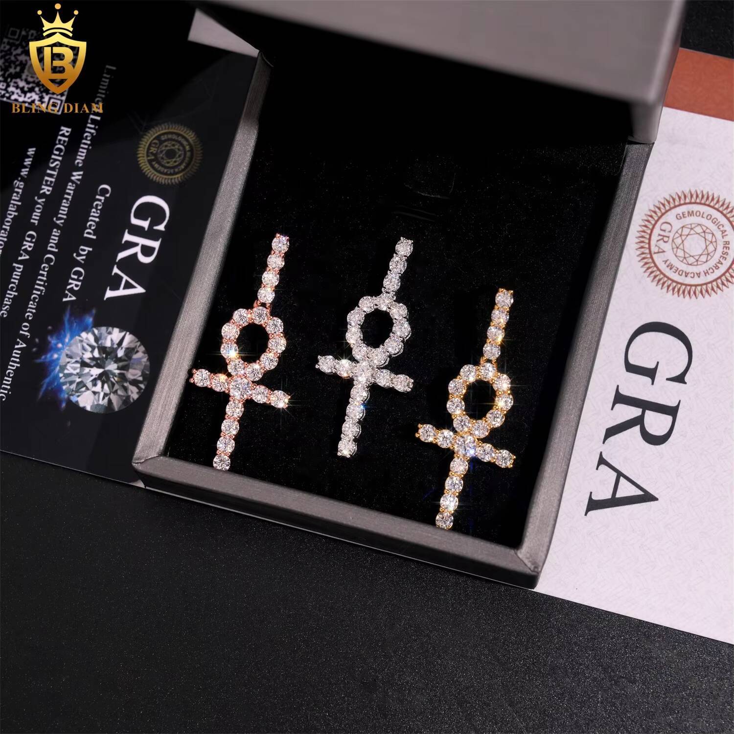 Hot Sale 925 Sterling Silver Luxury Custom Hip Hop VVS Moissanite Cross Pendant