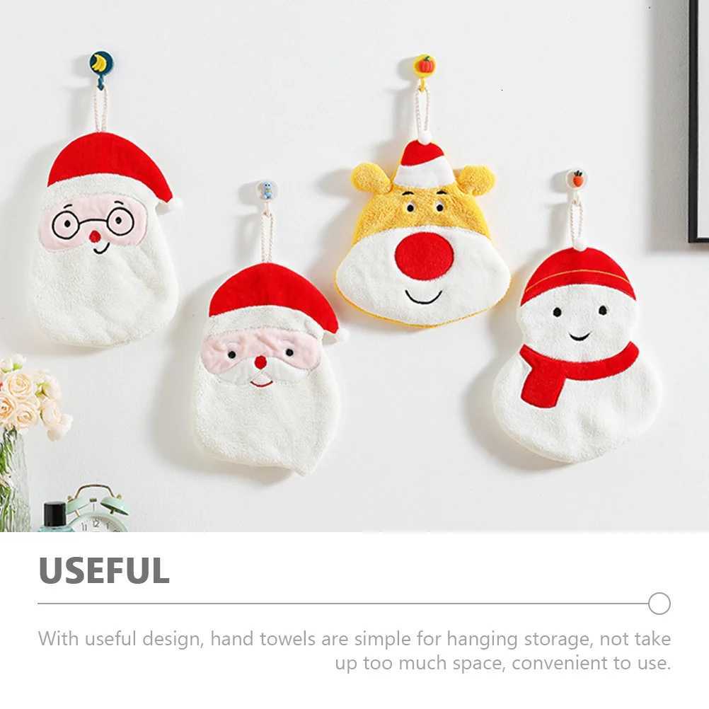 2Pcs Christmas Kitchen Towels Absorbent Coral Fleece Hand Towels Cute Holiday Design for Home Bathroom Xmas Hand Towel C251210
