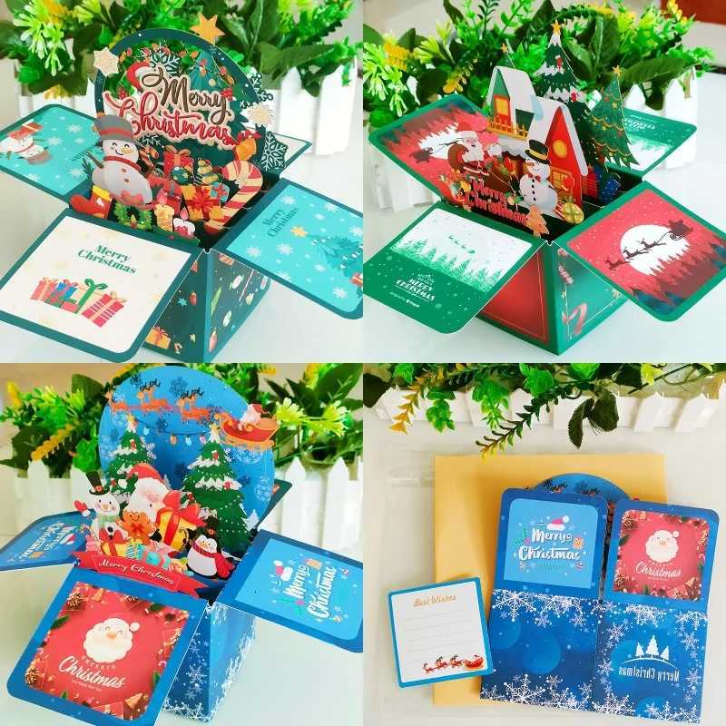 New Christmas es 3D Up Card With sic Lights Merry Christmas Creative Stereoscopic Box Gift For Kid Family Decor H251210