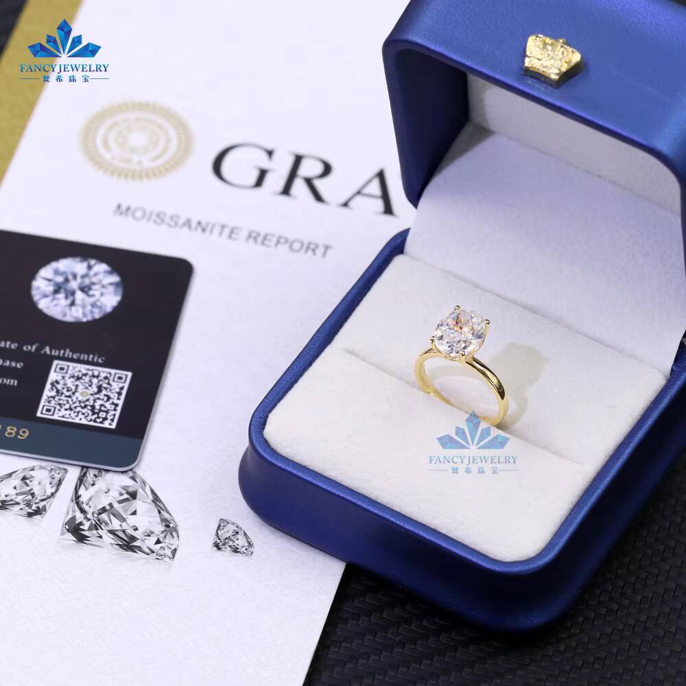 Fancy Custom Solitaire Big 2ct 3carat Gold 14k 18k Engagement Ice Oval Vvs Moissanite Wedding Lab Grown Diamond Ring for Women