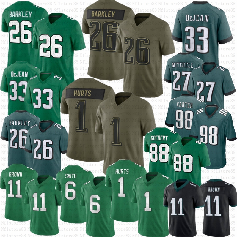 26 Saquon Barkley DeVonta Smith Jalen Hurts Jersey Jason Kelce AJ Brown Davis Carter Dawkins Slay jr Goedert Graham Huff DeJean Mitchell Trotter Jr Kelly Green
