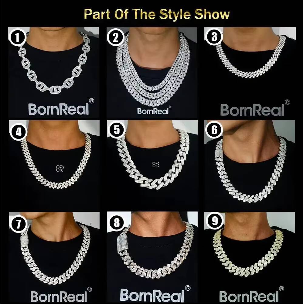 Wholesale Factory Direct Cuban Link Chain Bracelet Necklace Moissanite VVS Diamond 925 Silver Hip Hop Custom for Women