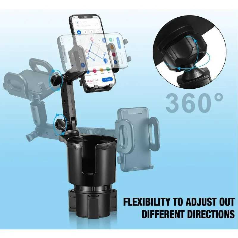 2-in-1 Cup Holder Phone Mount 360 Rotatable Long Eer for Car Universal Smartphone Holder Car Holder C251210