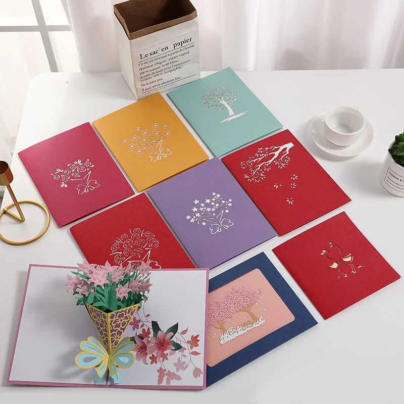 3D -Up Card Flower Maple ry Tree Wedding Invitation Greeting Card Birthday Party Anniversary Gift Postcard With Envelopes H251210