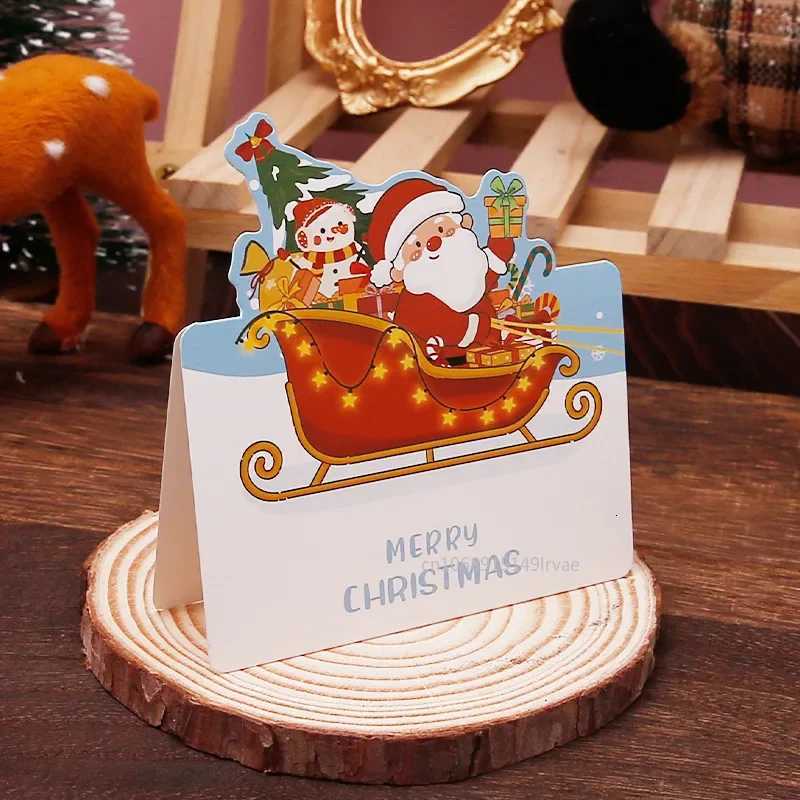 6PCS Christmas Greeting Card Mini Christmas Blessing Greeting Cards School Envelope Postcard Gift Card For Xmas New Year Gifts H251210